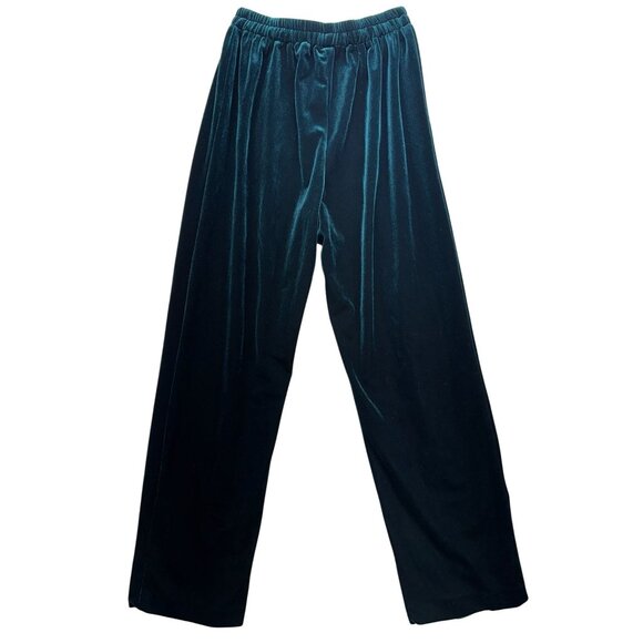 R& M Richards Womens Velour Pants Size 6P Emerald Green Elastic Waist - Picture 8 of 11
